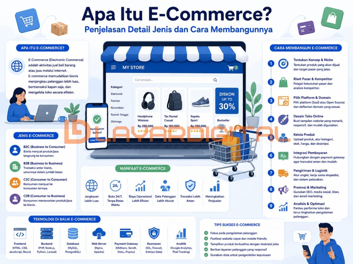 Apa Itu E-Commerce? Penjelasan Detail Jenis dan Cara Membangunnya
